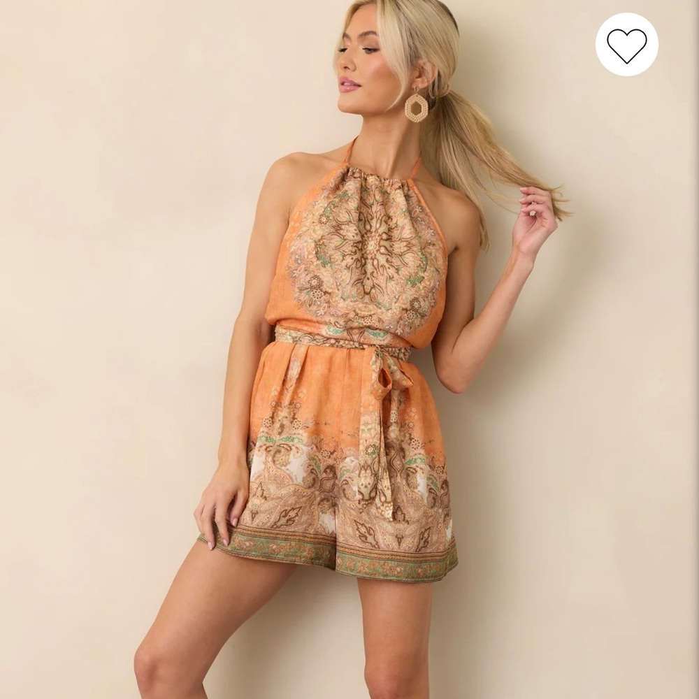 Elegant Orange and Brown Patterned romper